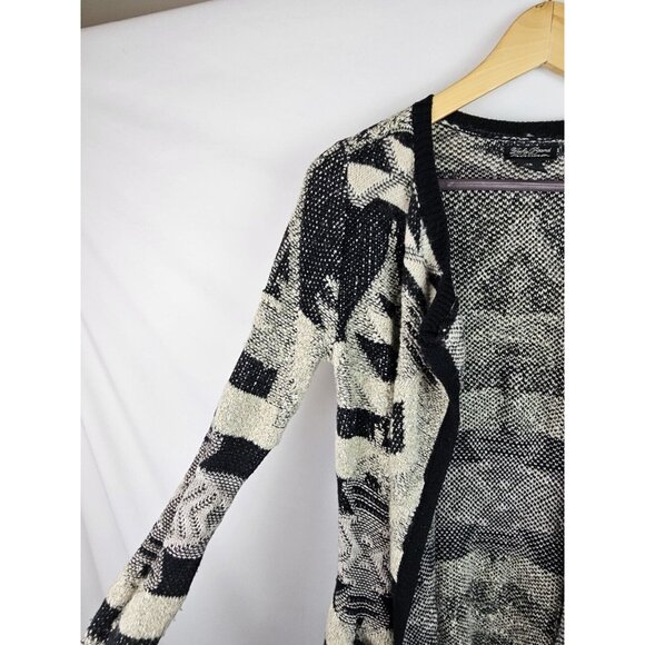 Lucky Brand Women's Cardigan Sweater Size XS Black Gray Open Front Knit Duster - Picture 4 of 9